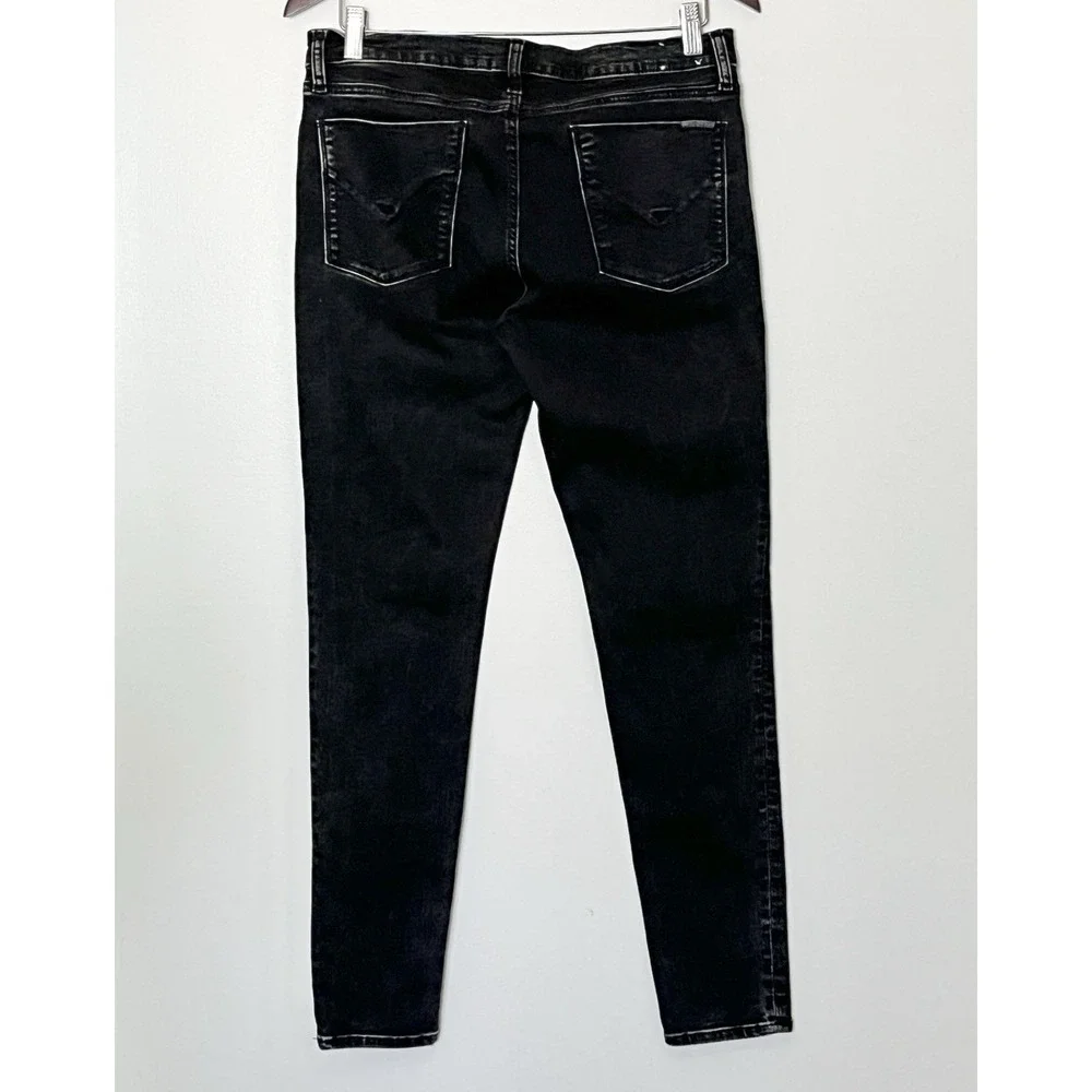 Hudson Jeans Women's 30 Black Krista‎ Super Skinny Raw Wash Biker Grunge Rock